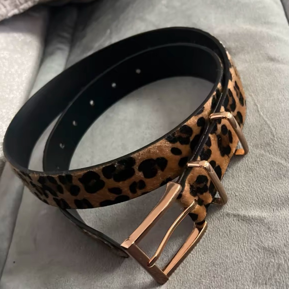 Brown and Gold Leopard Print Belt with Tassel